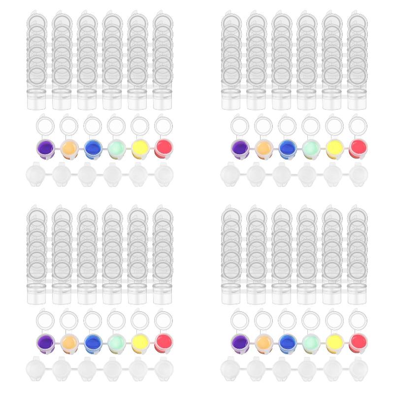 School Of Art X Craft - 4パック X((8ストリップ/48ポット 3ml空のペイントストリップ ペイントカップポット プラスチック製 教室