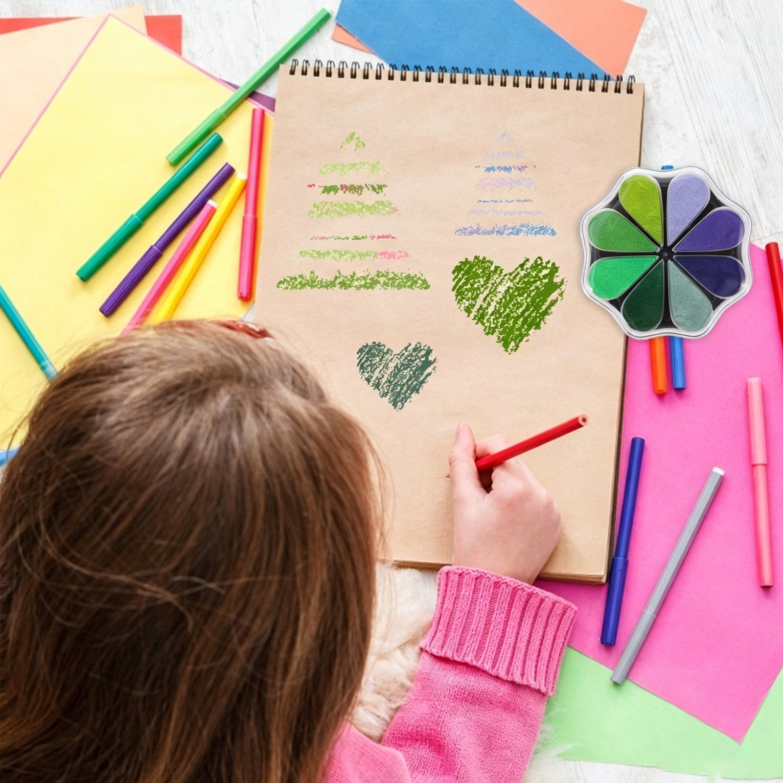 花びら模様のカラフルなインクパッド。手軽に使えるDIYスタン - Art And Craft For Nursery のレビューと価格