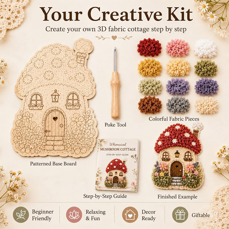 3Dマッシュルームハウス ポケアート DIYキット 布製パン - Art Craft Kit のレビューと価格