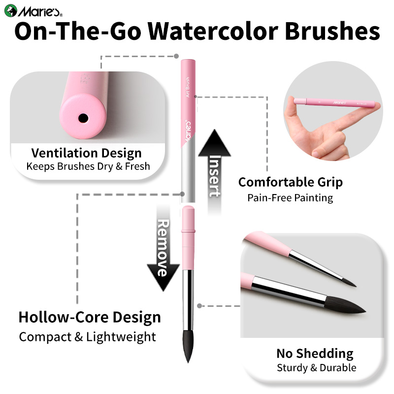 マリーの子供用トラベル水彩ブラシ1本、アクリル、インク、ガッ - Gouache Paint Set のレビューと価格
