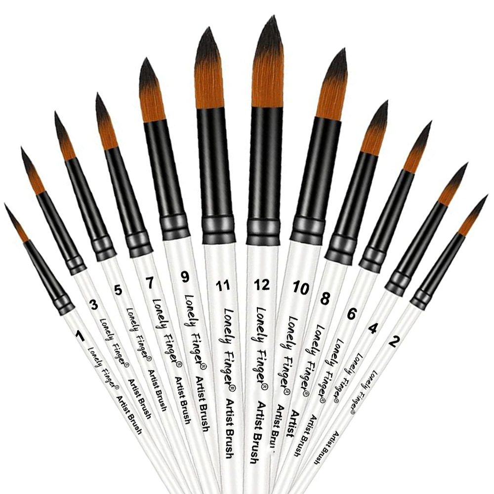 12本ホワイトナイロンアーティストペイントブラシセット、アク - Gouache Paint Set のレビューと価格