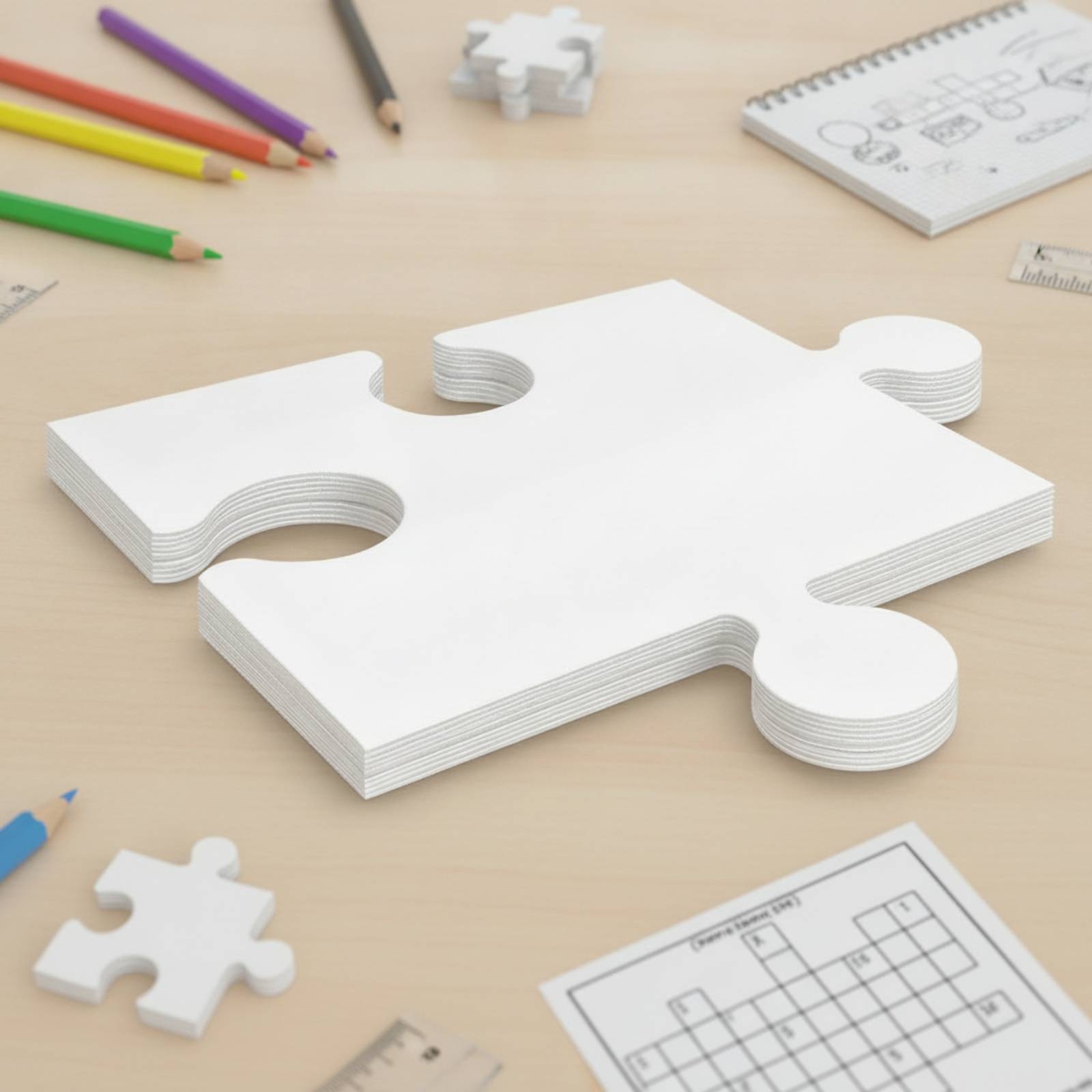 24ピース 無地の段ボールパズル カスタマイズ可能な白いジグ - Art Craft Cardboard のレビューと価格